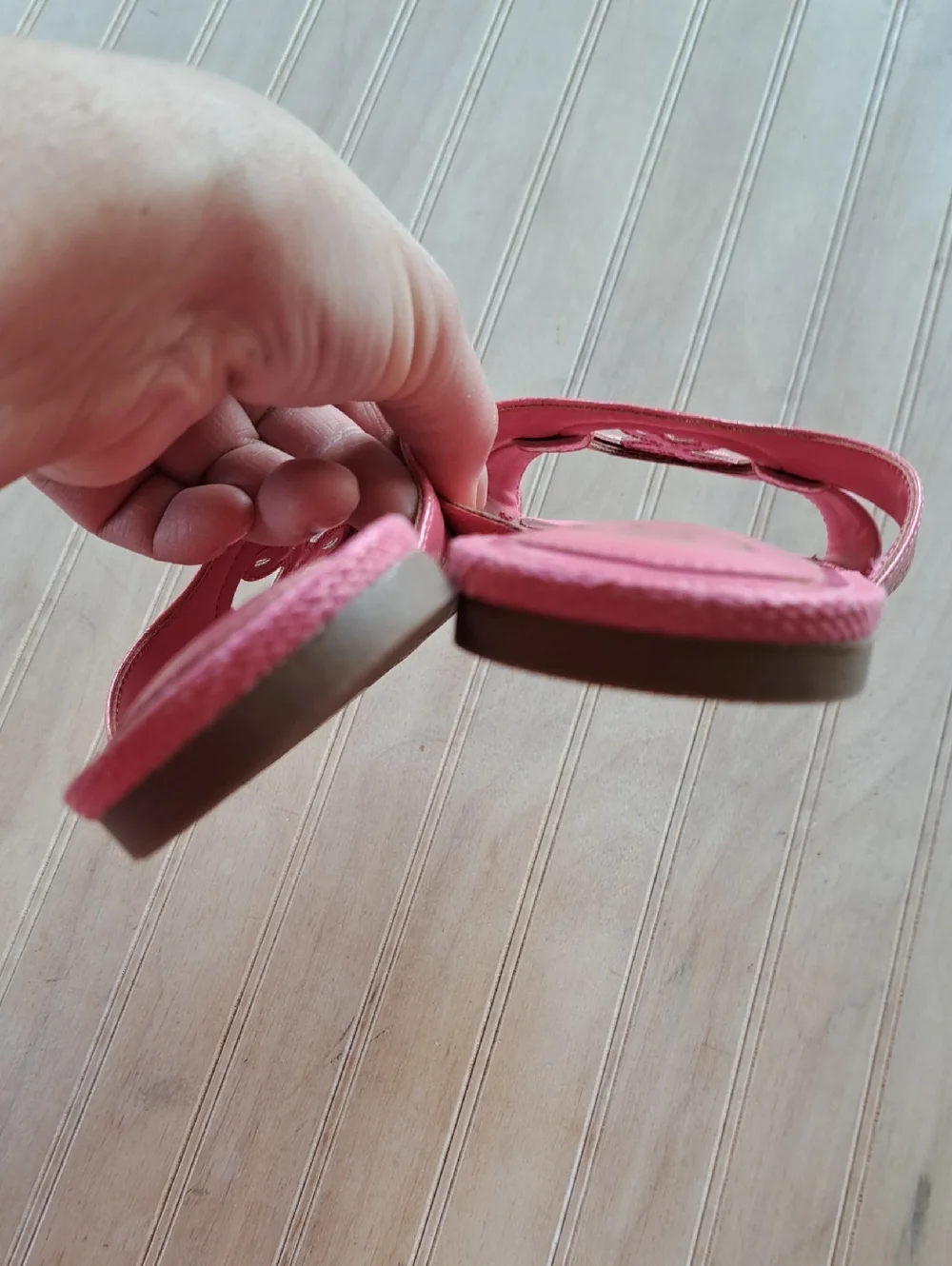 Sam & Libby Lana Soft Pink Monogram Slide Sandals Croc Texture Classy Feminine